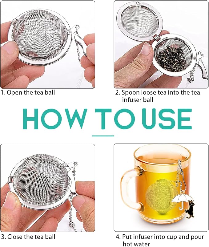 2Pack Tea Infuser with Cute Cat Charm,Premium Stainless Steel Loose Leaf Tea Strainer Tea Steeper Tea Ball Tea Infusers for Loose Tea - Bloomnest