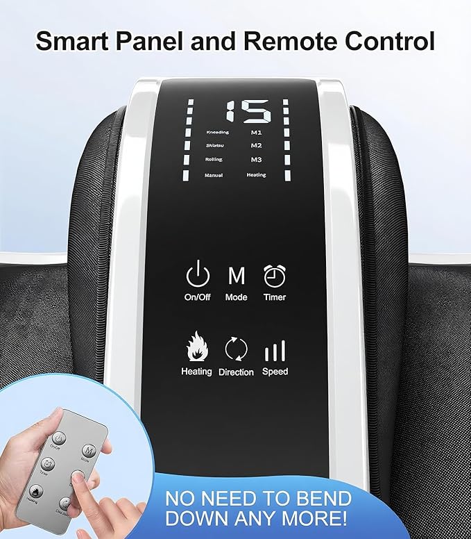 CARESKY® Shiatsu Foot Massager with Heat, Rolling Deep Kneading, Feet Massager Machine for Plantar Fasciitis, Neuropathy Pain, Size up to 14", Multiple Modes
