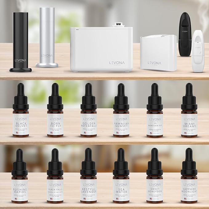 Levona Scents Pure Essential Oils for Diffusers for Home Luxury Scents - Restful Lavender Essential Oil is A Floral Blend of Eucalyptus, Bergamot, Lavender - Aroma Diffuser Oil LEVONASCENT