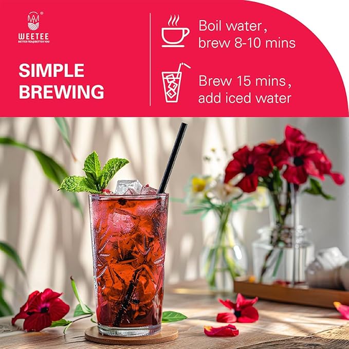 WT WEETEE Rosehips Hibiscus Tea Bags, Made with Rosehip & Hibiscus Flowers, Natural Caffeine-free Herbal Tea 2.5g x 60 Counts - Bloomnest