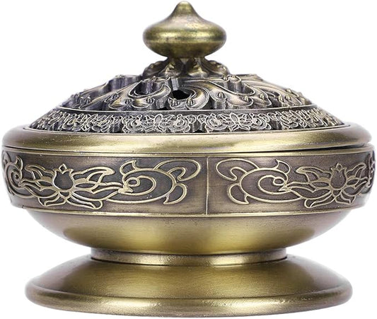 Incense Burner Cone Incense Holder Censer with a Dustproof Lid Exquisite Alloy Decoration for Bedroom Kitchen Teahouse Office - Bloomnest