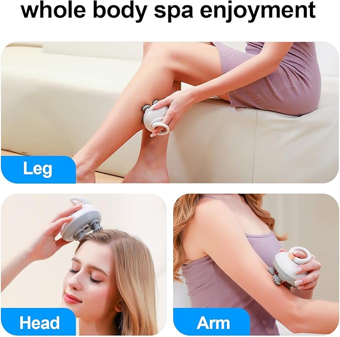 Electric Scalp Massager Head Massager Scalp Stress Relax, Portable Handheld Head Massager with Kneading, Vibration Modes and Deep Clean Care - Gift for Men, Women Dad Mom Green Bloomnest