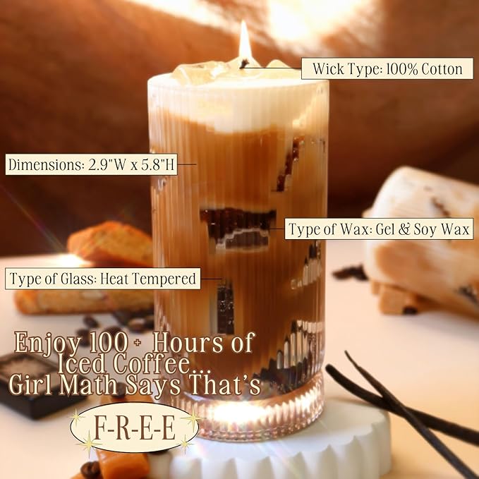 Iced Coffee Candle, 100+ Hour Long-Lasting Burn Handcrafted Decorative Candles for Home Scented, Coffee Bar Accessories & Decor, Birthday Candle - Bloomnest