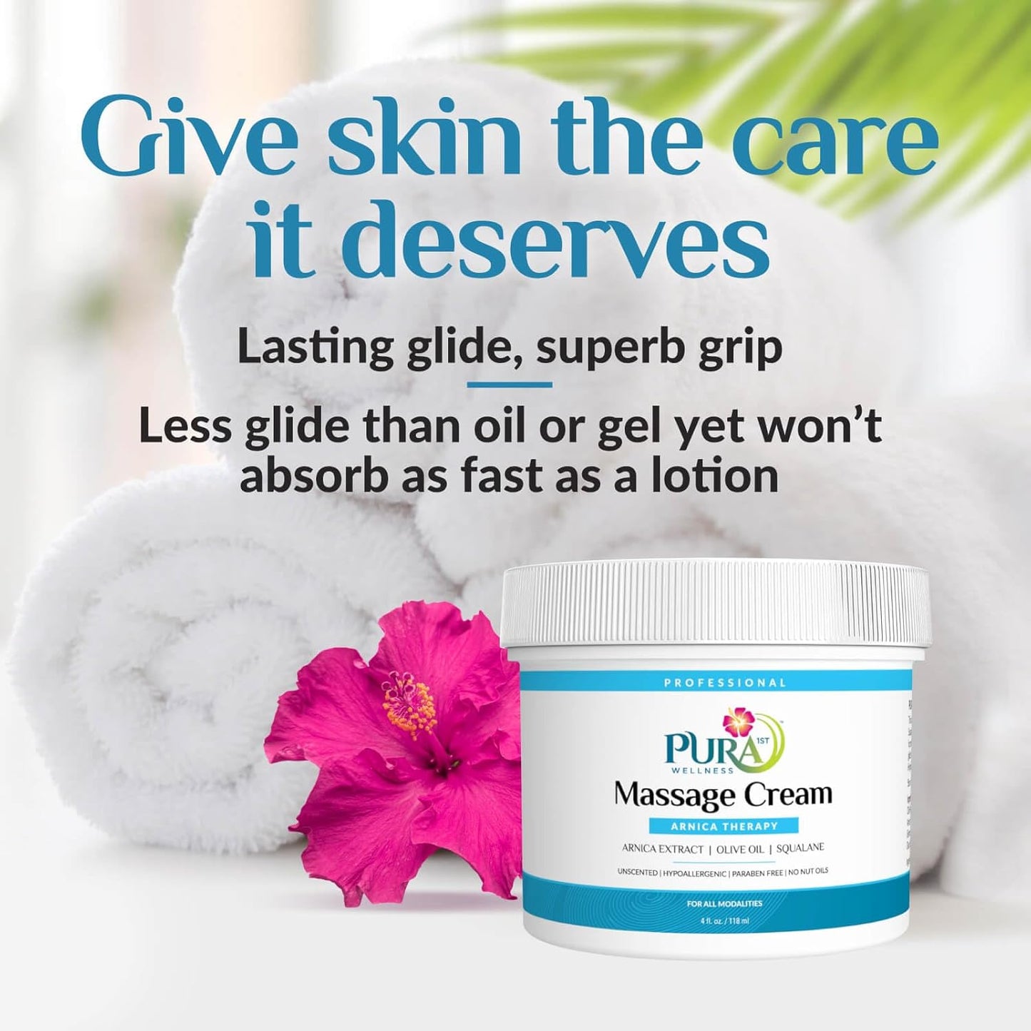 Wellness Professional Arnica Therapy 4oz Massage Cream, Cream for Bruising, Olive Oil, Arnica Extract, Unscented, Hypoallergenic, Natural, Skin Moisturizing & Hydrating, Deep Tissue, Wellness