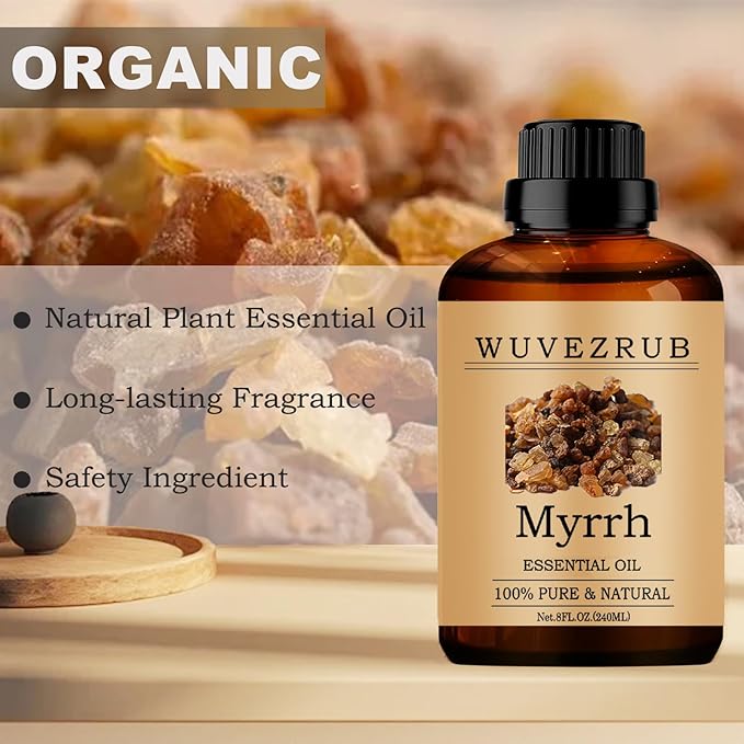 Myrrh Essential Oils 240ML, 100% Pure and Natural Essential Oil for Aromatherapy Diffuser - 8 Fl Oz/Myrrh WUVEZRUB