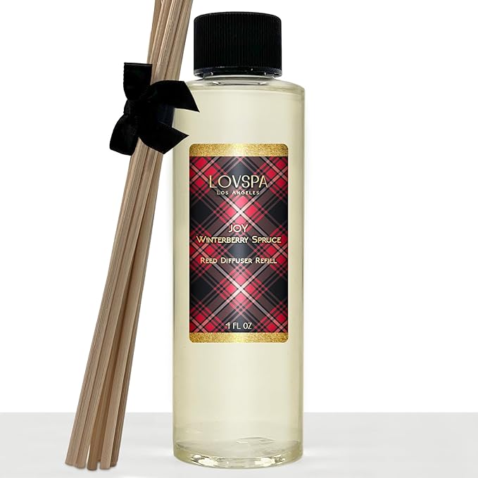 LOVSPA Joy Winterberry Spruce Diffuser Oil - Holiday Essential Oils for Diffuser Refill & Air Freshener Room Spray - Long-Lasting & Natural Home Fragrance, Scented Oil for Diffusers, USA Made, 4oz - Bloomnest