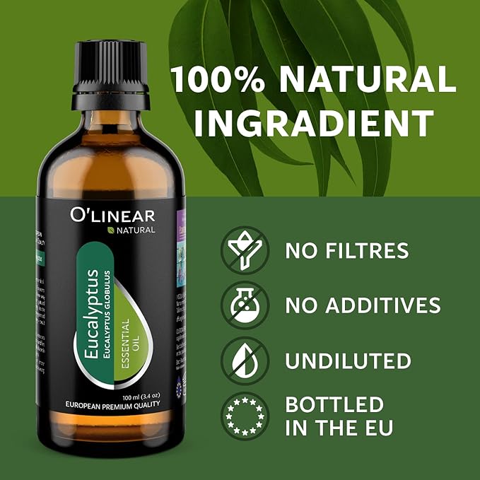 O'linear Natural Essential Oil for Diffuser for Home & Humidifier, Eucalyptus Oil for Steam Room Sauna Long-Lasting Aromatherapy, 100% Pure Eucalyptus Essential Oil Drops for Deep Breath - Bloomnest