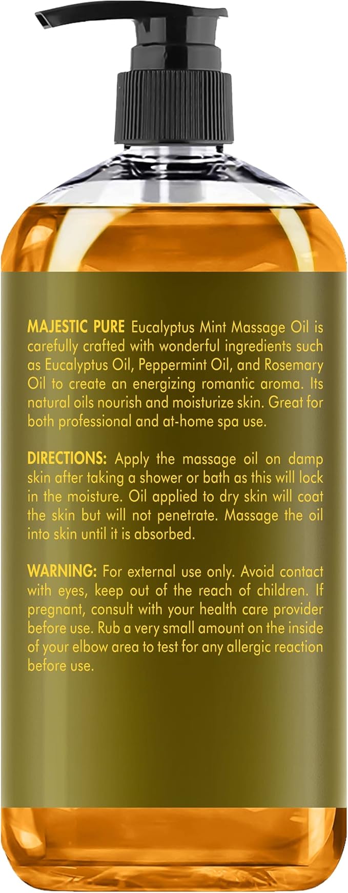 MAJESTIC PURE Eucalyptus Mint Massage Oil for Massage Therapy - Refreshing, and Relaxing - Natural Oils with Eucalyptus Essential Oil - for All Skin Types - Men and Women - 8 fl oz - Bloomnest