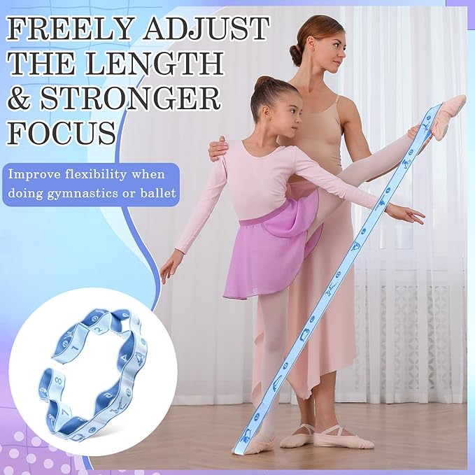 Stretch Strap for Kids Elastic Gymnastics Stretching Ballet Dance Band with 8 Loops Adjustable Exercise Training Resistance Strap for Children Stuff Pilates Latin Yoga Equipment - Bloomnest