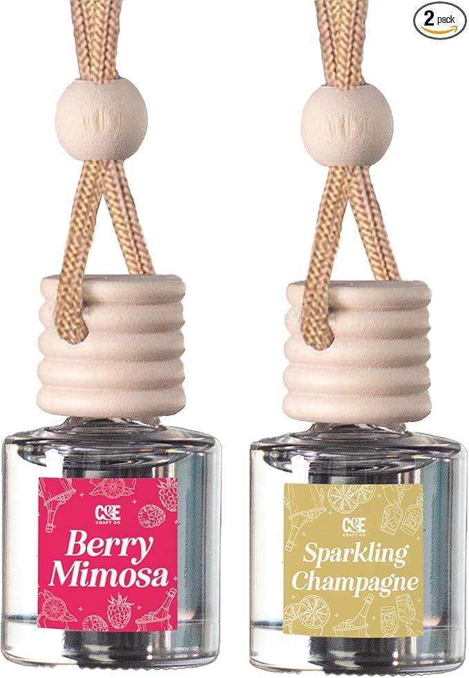 CANDECraftCo Car Air Hanging Fragrance Oil, Car Auto Freshener for Essential Oils, Scents Fragrance Aromatherapy Automobile Diffuser, Long Lasting (Berry Mimosa + Champagne) - Bloomnest