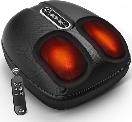 Foot Massager with Heat, Shiatsu Feet Massager with Remote Control, Vibration & Compression for Neuropathy, Plantar Fasciitis, Deep Kneading Foot Massager, Size 13 - Bloomnest