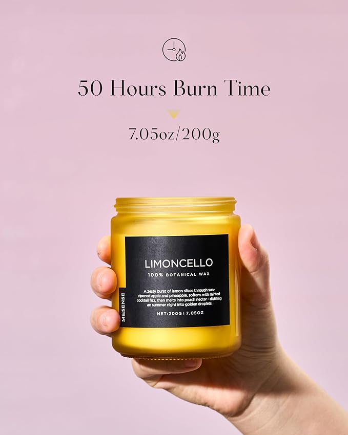 M&SENSE Limocello Summer Scented Candle, 7.05oz 50 Hours Long Lasting Burn Non Toxic Natural Soy Wax Lemon Highly Scented for Home Decor, 2 Wick Relaxing Candle Gifts for Yoga Spa Meditation - Bloomnest