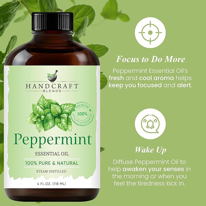 Handcraft Blends Peppermint Essential Oil – Huge 4 Fl Oz – 100% Pure and Natural – Premium Grade Essential Oil for Diffuser and Aromatherapy, Skin, Massage, Candle and Soap Making Fragrance - Bloomnest