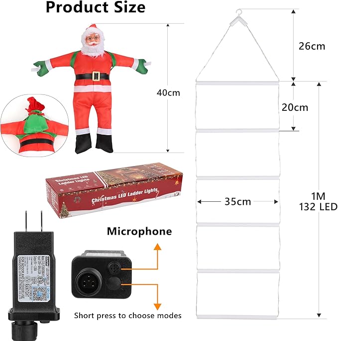 Toodour Christmas Decorations Lights, 3.3ft Smart RGB Christmas Decorative Lights with Santa Claus, Bluetooth & App Controlled Ladder Light - Music Sync Color Changing Xmas Light for Indoor Outdoor - Bloomnest