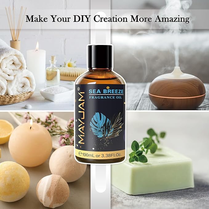 MAYJAM 100ML/3.38FL.OZ Sea Breeze Fragrance Oils with Glass Dropper, Essential Oils for Diffusers for Home, Long Lasting Scented Oils for Diffusers Soap Candle Making - Bloomnest