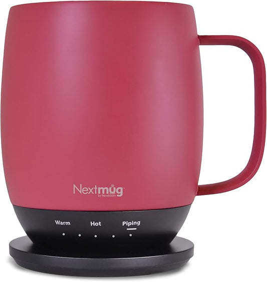 Nextmug - Temperature-Controlled, Self-Heating Coffee Mug (Dusty Rose - 14 oz.) - Bloomnest