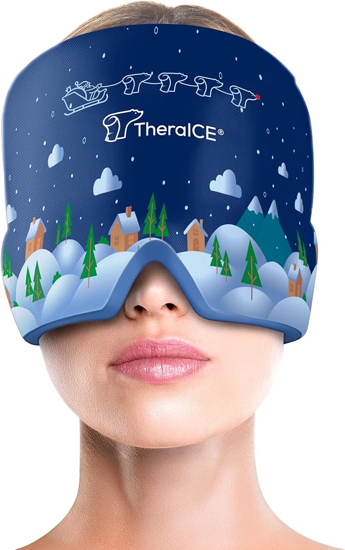 TheraICE Migraine Relief Cap, Cooling Gel Hat, Soothing Headache Ice Pack Mask Products, Face Cold Compress Head Wrap for Tension & Stress - Bloomnest