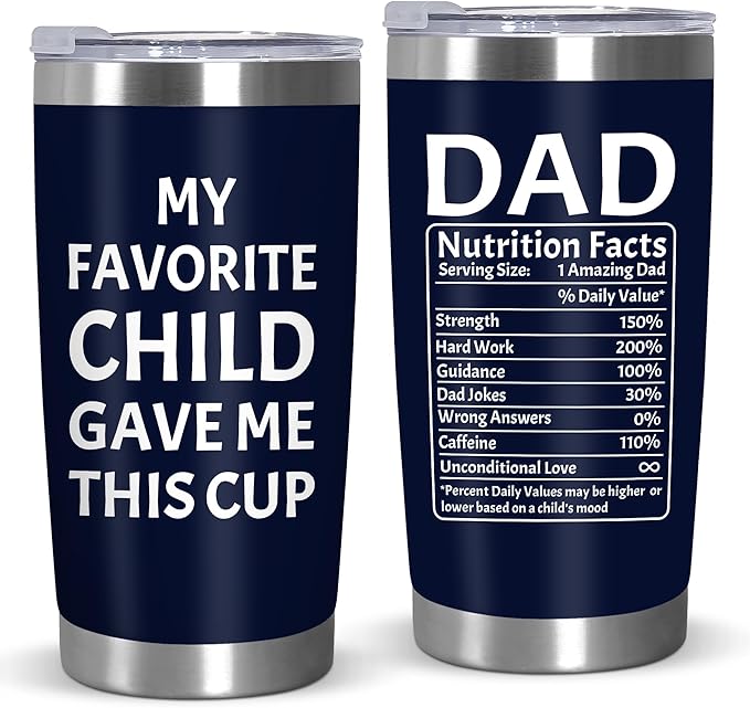 TEEZWONDER Christmas Birthday Gifts for Dad from Daughter Son Wife Kids - 20 oz Stainless Steel Insulated Coffee Tumbler - Grandpa Gift, Mens Birthday Gift Ideas - Bloomnest