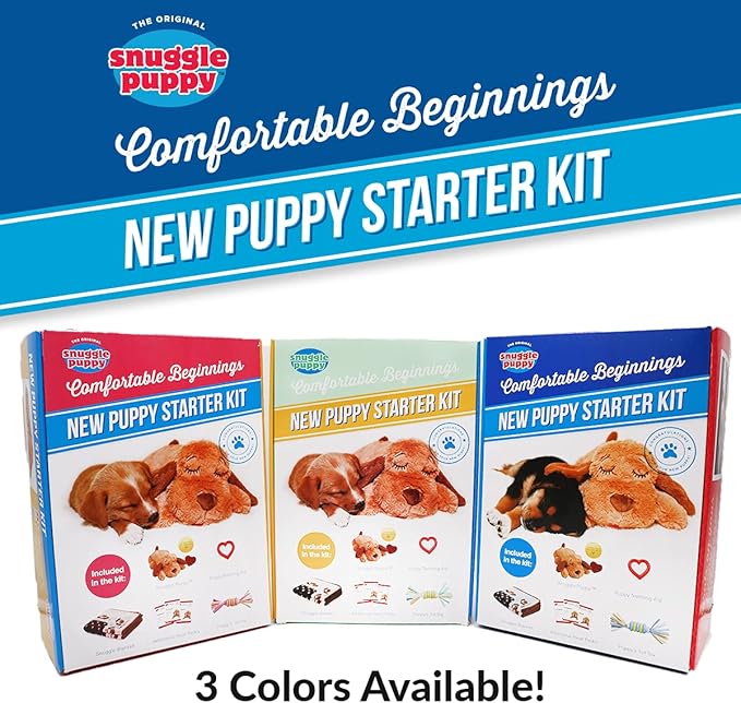 Original Snuggle Puppy Essentials Starter Kit - Heartbeat Puppy for Dogs - Calming Aid with 3 Heat Packs, Puppy Teething Toy, Dog Chew Toy and Dog Blanket - Bloomnest