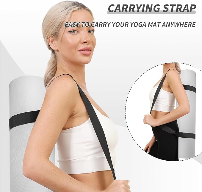 Yoga Mat with Strap,Non-Skid Workout Mat,8mm Thick Yoga Mat,POE Yoga Mats for Women Men Kids,Exercise Mat with Easy-Cinch,72"x24"x0.32” (183x61x0.8cm)