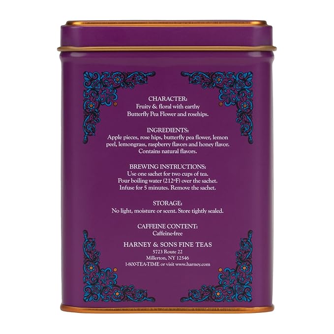 Harney & Sons Indigo Punch, Butterfly Pea Flower Tea with Fruity Flavors, HT Line, 20 sachets - Bloomnest