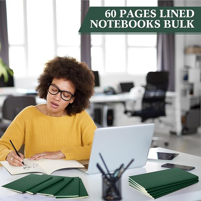 Mimorou 100 Pcs Journals Notebooks Bulk - Kraft Softcover A5 Small Notebooks 5.5 Inch x 8.3 Inch Notepads with 60 Page 30 Sheet for Writing Sketch Travel Office Supplies(Green,Lined) - Bloomnest