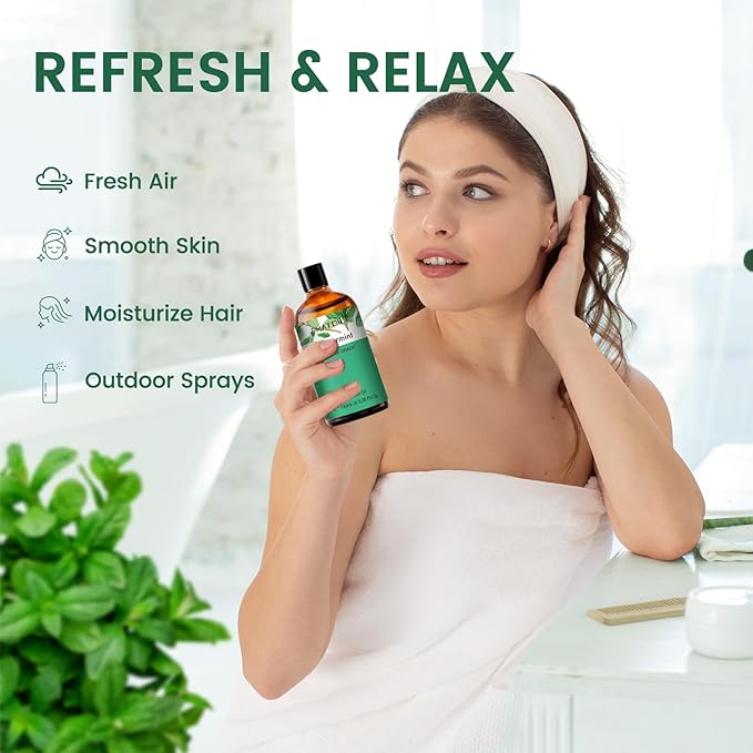 PHATOIL Peppermint Essential Oil, Huge 3.38 Fl Oz Pure and Natural, Premium Grade Essential Oil for Diffuser and Aromatherapy - Bloomnest