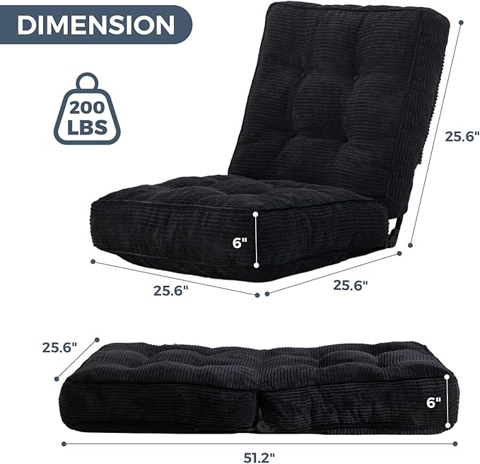 MAXYOYO Adjustable Floor Chair, Single Couch Recliner, Gaming Floor Meditation Chair with Tufted Cushion, Comfortable and Versatile Seating Lounge Couch for Adults - Bloomnest
