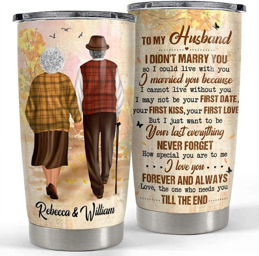 Personalized To My Husband Tumbler Custom Name 20oz 30oz Tumblers with Lid Gift for Couples Husband Wife Boyfriend Girlfriend Christmas Birthday Valentine Anniversary