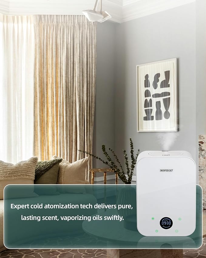Waterless Essential Oil Diffuser - 150mL Smart Portable Bluetooth Diffuser | Dual-Power (Battery/AC) | Covers up to 1500 Sq Ft Home Aromatherapy - White(AC+Battery) - Bloomnest