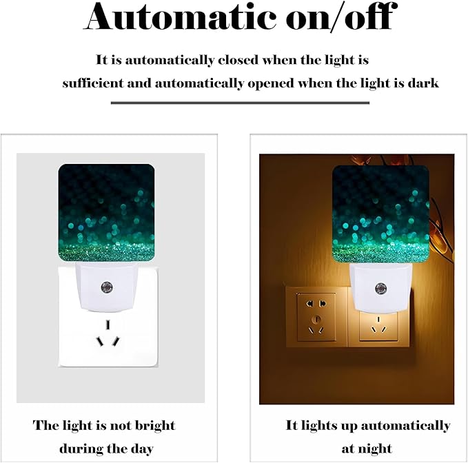 Green Sparkling Glitter Night Light,Plug Into Wall with Dusk to Dawn Light Sensors, Warm Nightlights for Bedroom, Bathroom, Hallway, Kitchen, Gifts Ideal for Boys Girls Women Men - Bloomnest