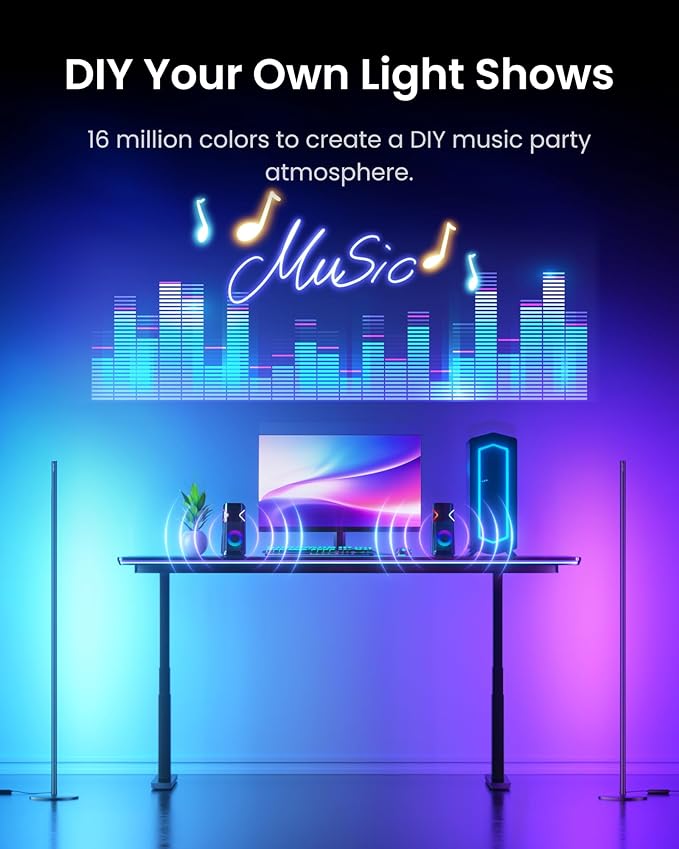 SwitchBot Floor Lamp with Matter, RGB, Warm Cool White, Corner Floor Lamp Compatible with Apple Home, Alexa, Google Home, 1200lm, Music Sync, Scene Modes, 16 Million Colors for Living Room Bedroom - Bloomnest