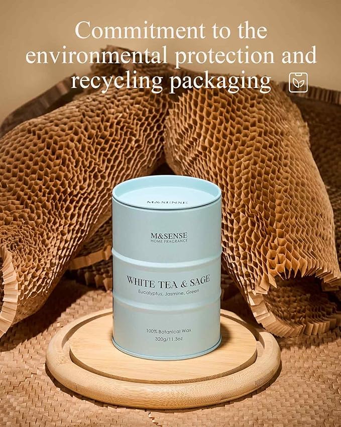 M&SENSE White Tea Sage Scented Candles Natural Non Toxic, Aromatherapy Candle for Stress Relief Meditation Relaxing, Housewarming Gifts for Women Men, 11.3oz 70 Hour Long Burning - Bloomnest