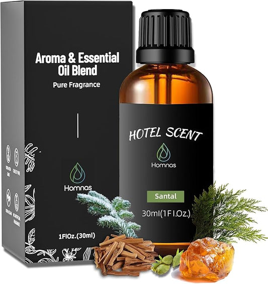Santal Essential Oil, Hotel Diffuser Oil, Home Luxury & Hotel Scents for Diffuser, Christmas Gift 30ML Pure Diffuser Oil with Sandalwood, Cedarwood and Musk for Aromatherapy - Bloomnest