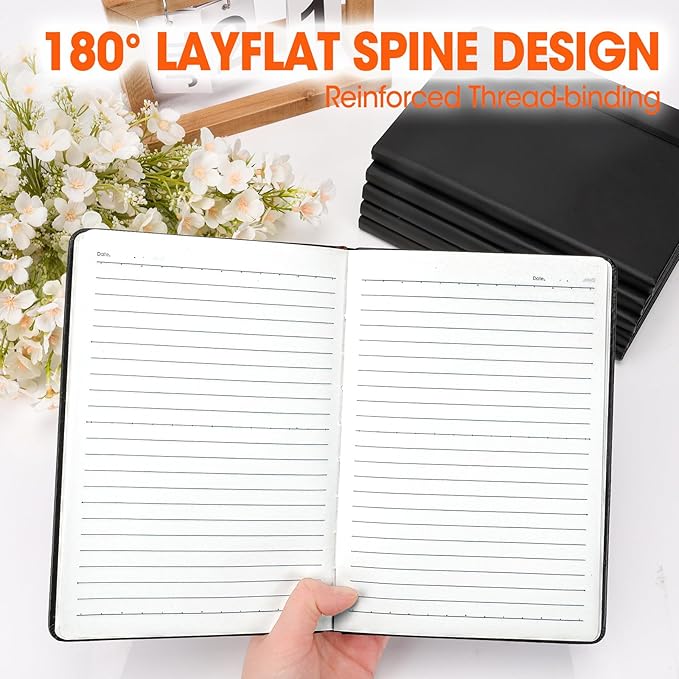 12 Pack Lined Journal Notebook for Work, 200 Pages, Medium 5.5 in x 8.3 in, A5 College Ruled, Hardcover Journaling Notebooks for Writing, Note Taking, Fit for Business Work School Home (Black) - Bloomnest
