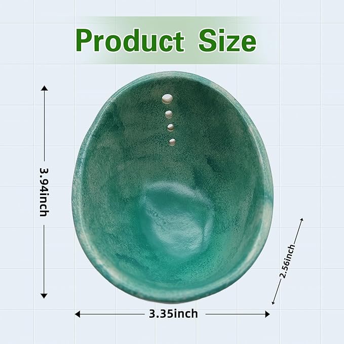 Herb Stripper, Herb Chopper, Herb Stripper Bowl, Kitchen Herb Stripping Tool for Kale, Small Pottery Herb Stripper Ceramic Bowl, Suitable for Peeling off the Leafy Assembly (Celadon Glaze) - Bloomnest