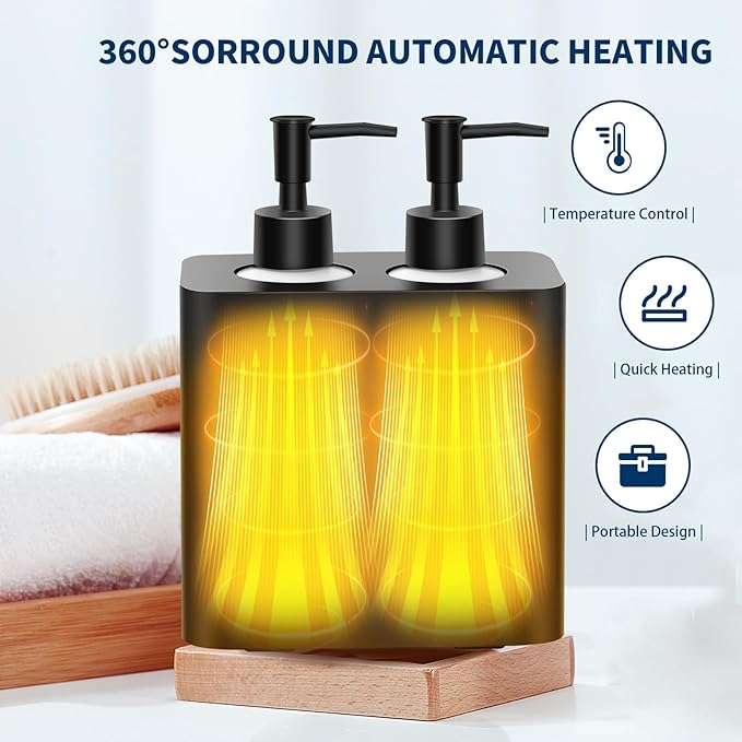 Lotion Warmer, Yofuly Massage Oil Warmer for Massage Therapy, Electric Massage Oil Heater with Four Oil Bottles, Portable Cream Warmer Heated Dispenser for Spa, Salon and Home Use, Matt Black - Bloomnest