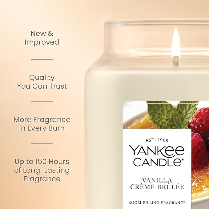 Yankee Candle, Vanilla Crème Brûlée Fall Scented Candle, 22oz Large Jar with up to 150 Hour Burn Time - Bloomnest