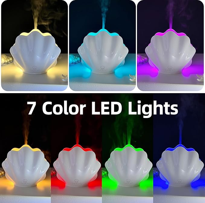 Essential Oil Diffuser 260ML, Shell Aroma Diffuser with Remote Control Humidifier with 7 Colors LED Night Light for Bedroom Home Relaxation (Black) - Bloomnest
