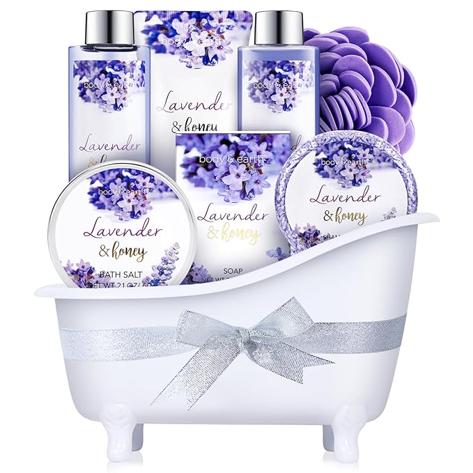 Body & Earth Bath and Body Gift Set - 8 Pcs Lavender Gifts for Women, Spa Kit for Women, Valentine's Day, Mother's Day, Birthday, Holiday, Anniversaries for Her, Mom, Wife, Girlfriend - Bloomnest