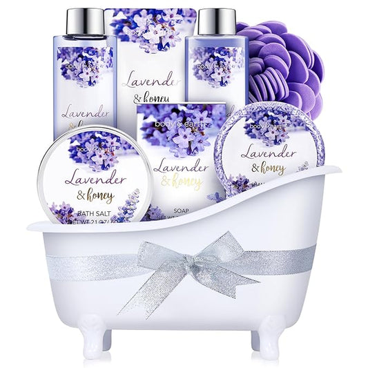 Body & Earth Bath and Body Gift Set - 8 Pcs Lavender Gifts for Women, Spa Kit for Women, Valentine's Day, Mother's Day, Birthday, Holiday, Anniversaries for Her, Mom, Wife, Girlfriend - Bloomnest