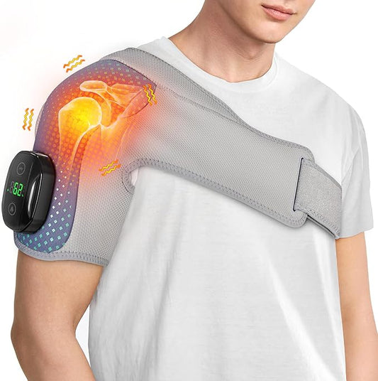 YUANBO Heated Shoulder Wrap Massager Cordless Electric Shoulder Heating Pad for Neck with Massage 3 Heat & Vibration