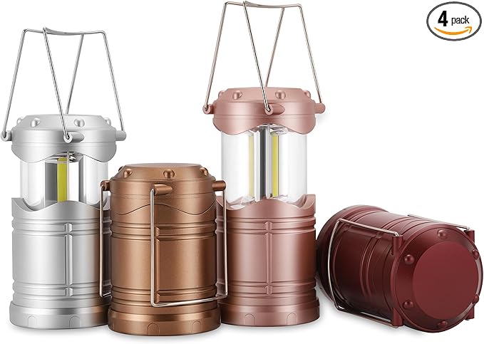 Lichamp LED Camping Lantern, 4 Pack Battery Powered Flashlight for Power Outages, Portable Collapsible Hanging Light Essential for Home, Outdoor, Emergency Lamp Survival Kit Gear for Hurricane, C3 - Bloomnest