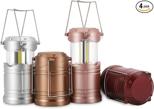 Lichamp LED Camping Lantern, 4 Pack Battery Powered Flashlight for Power Outages, Portable Collapsible Hanging Light Essential for Home, Outdoor, Emergency Lamp Survival Kit Gear for Hurricane, C3 - Bloomnest