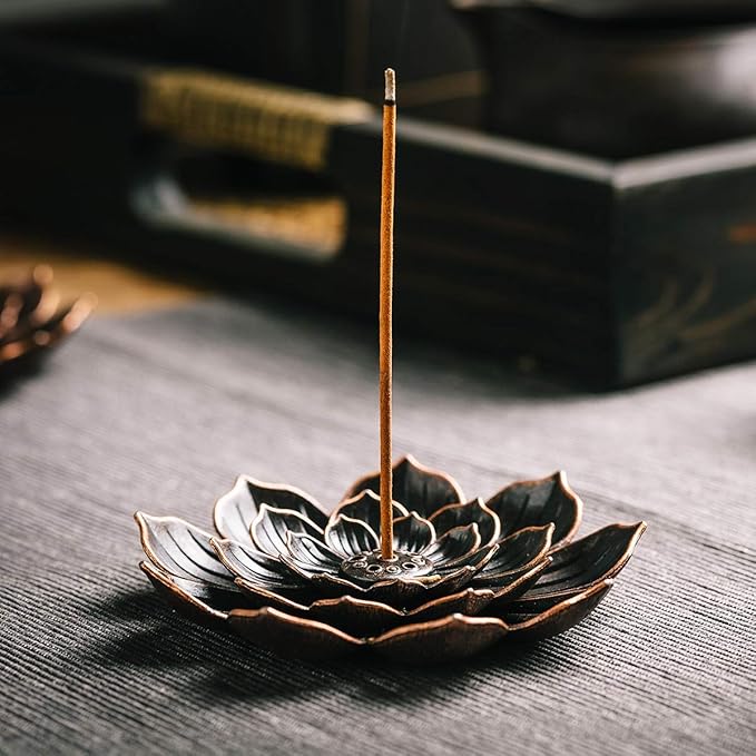 Brass Lotus Incense Holder, Incense Sticks Burner, Incense Ash Catcher, 3 Pack - Bloomnest