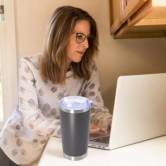 20 oz Tumbler with lid Double Wall Vacuum Insulated Tumblers Stainless Steel Coffee Mug Travel Coffee Tumbler Powder Coated Tumbler Cup Keep Hot&Cold - (Mix 12 Pack) - Bloomnest