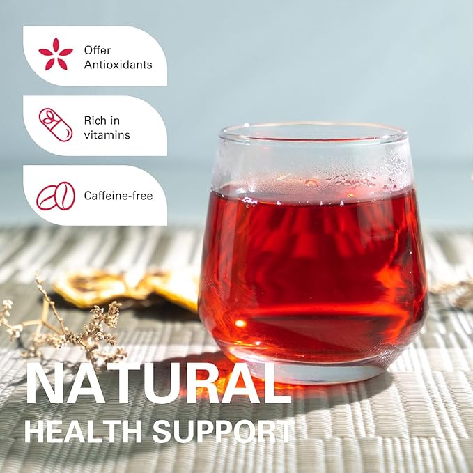 WT WEETEE Hibiscus Tea Bags, Made with 100% Pure Hibiscus Flowers, Natural Caffeine-free Herbal Tea, Tangy & Refreshing, Brew Hot or Iced - Bloomnest