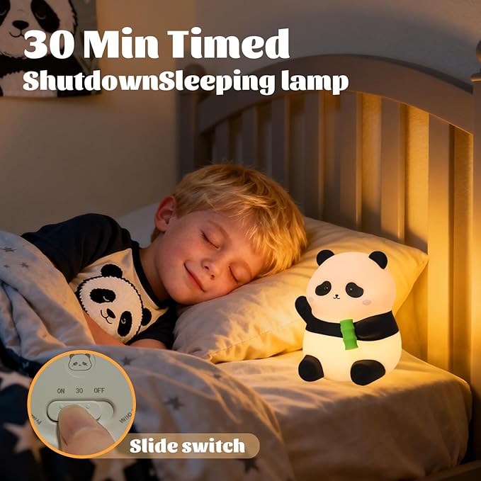 Panda Night Light, Silicone Lamp – Tap-Control Dimmable, 10H High/50H Low Battery Life, Soft Light for Breastfeeding Nursery, Cute Panda Gifts for Kids Boys Girls, Bedside Desk Decor - Bloomnest
