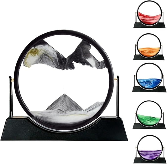 Moving Sand Art Picture Liquid Motion, 3D Quicksand Décor, Deep Sea Sandscapes with Display Flowing Sand Frame for Relaxing, Desktop Office Home Decoration (Black) - Bloomnest