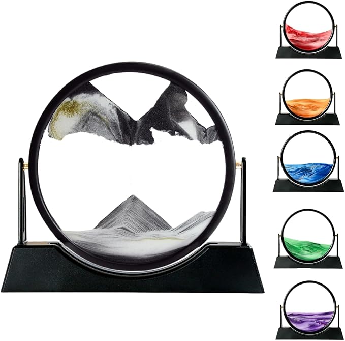 ZSDSZDZY Moving Sand Art Picture Liquid Motion, 3D Quicksand Décor, Deep Sea Sandscapes with Display Flowing Sand Frame for Relaxing, Desktop Office Home Decoration (Black) - Bloomnest